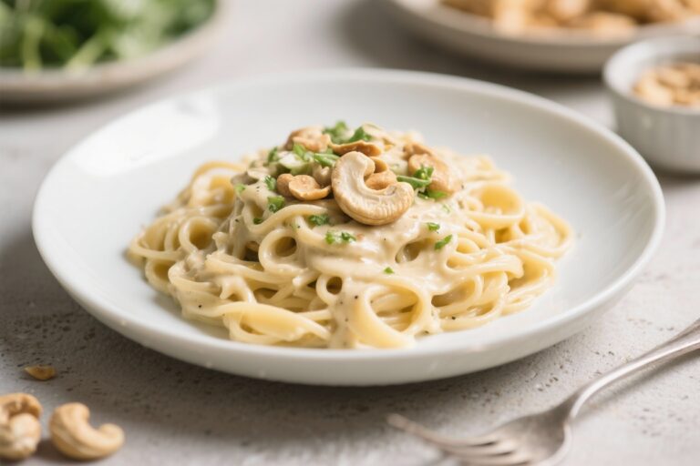 Easy Vegan Cashew Alfredo Pasta Recipe!