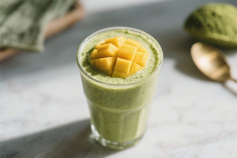 Try This Energetic Matcha Mango Smoothie Recipe!