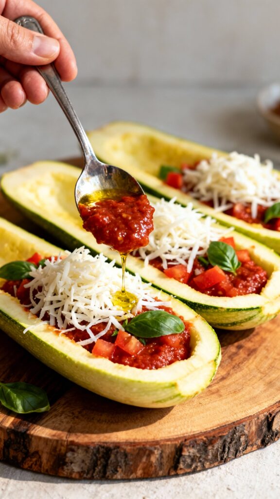 Veg Zucchini Pizza Boats