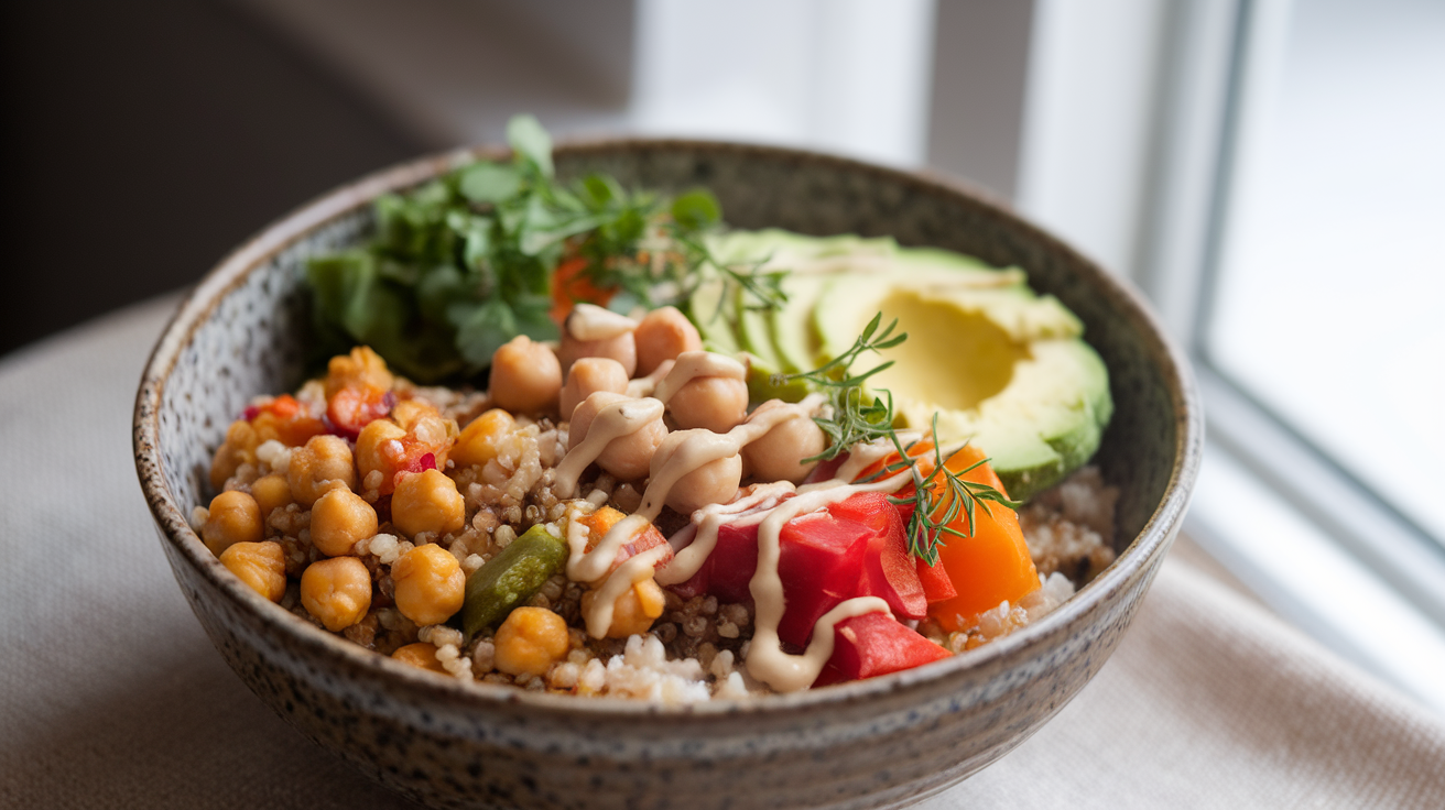veggie quinoa rice bowl