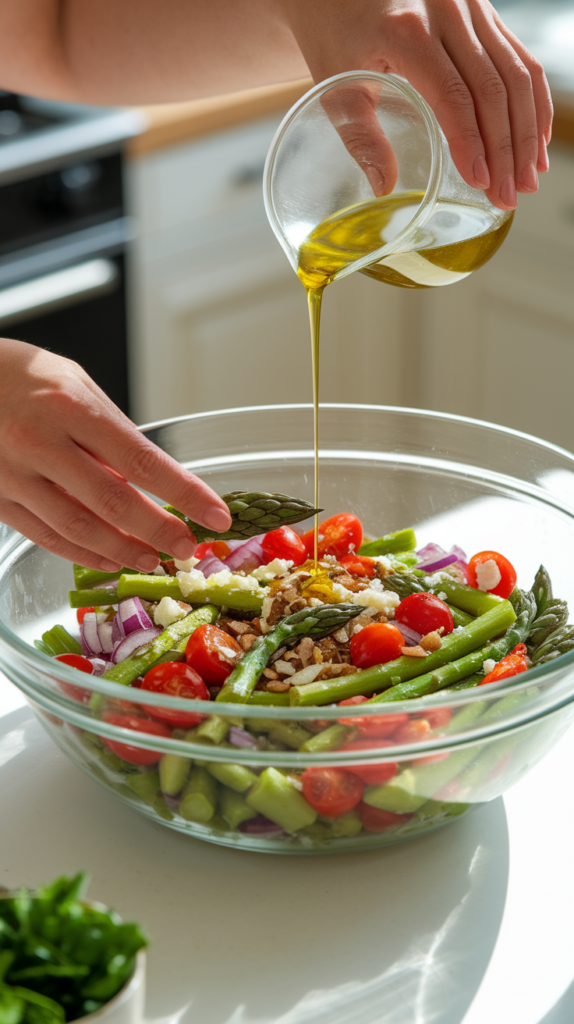 hands tossing asparagus salad in a large v0q8b mnrmcvdbn7xhwwhg qlezufpvqqgqf83zf28u2q hd