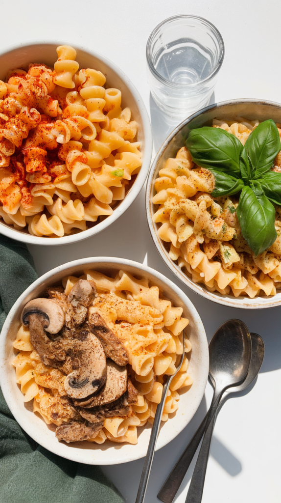 three variations of creamy corn pasta in edjrgl9jtz6kz5ba7yd2zw lc7lmpqytjckfb2wb7ik8a cover hd