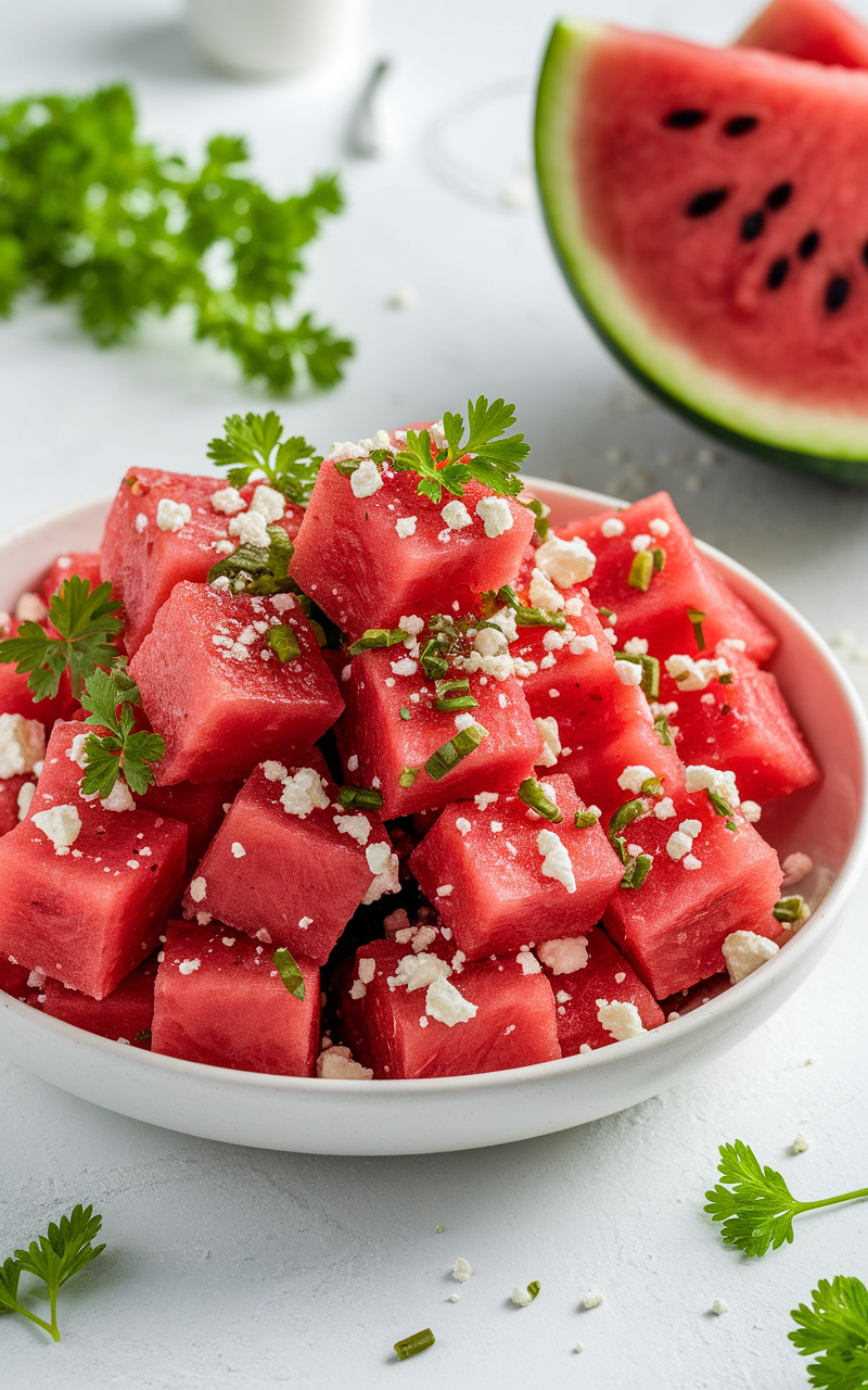 Easy Watermelon Feta Salad For Summer! watermelon feta salad in white bowl juic a n12y1crjevxjg1vegq a qwbggh0bqwedwjeam5hrig hd