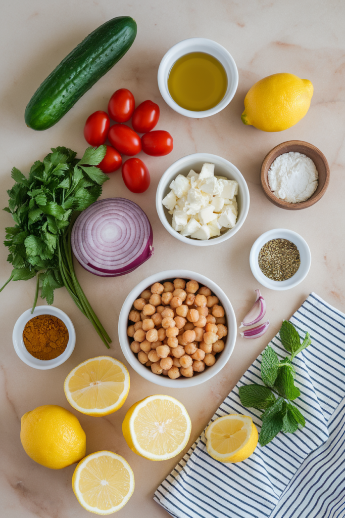 Cucumber Tomato Chickpea Salad