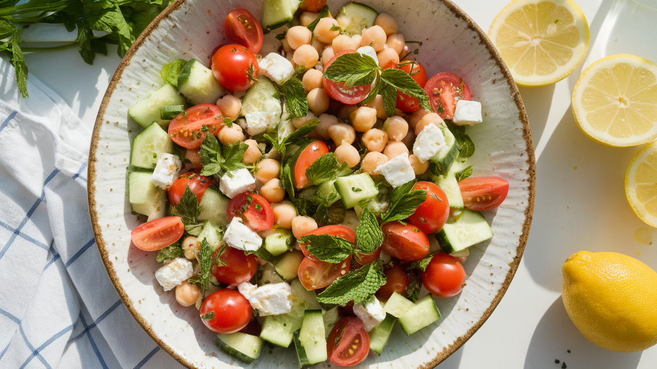 Cucumber Tomato Chickpea Salad