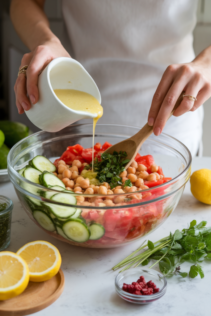 Cucumber Tomato Chickpea Salad