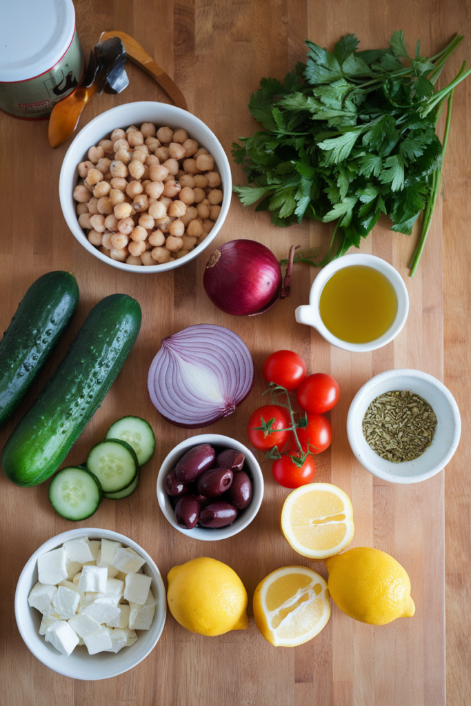 Greek chickpea cucumber salad