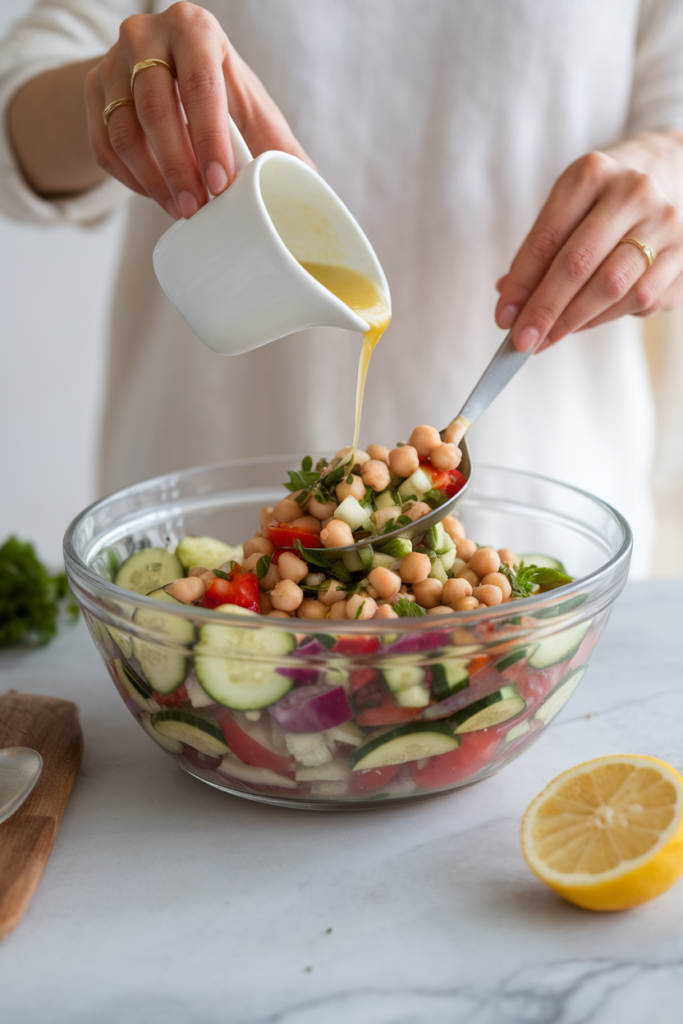 Greek chickpea cucumber salad